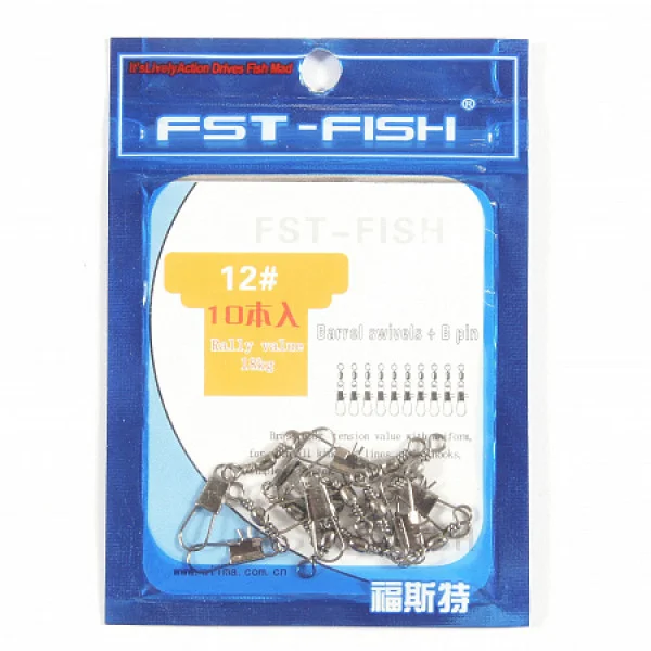 Вертлюг с карабином FST-Fish №8, 10 шт в Воронеже